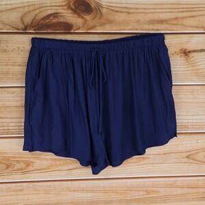 Fashion Nova Shorts Womens Sz XL Dark Blue Stretch Waist Pockets Drawstring NWT
